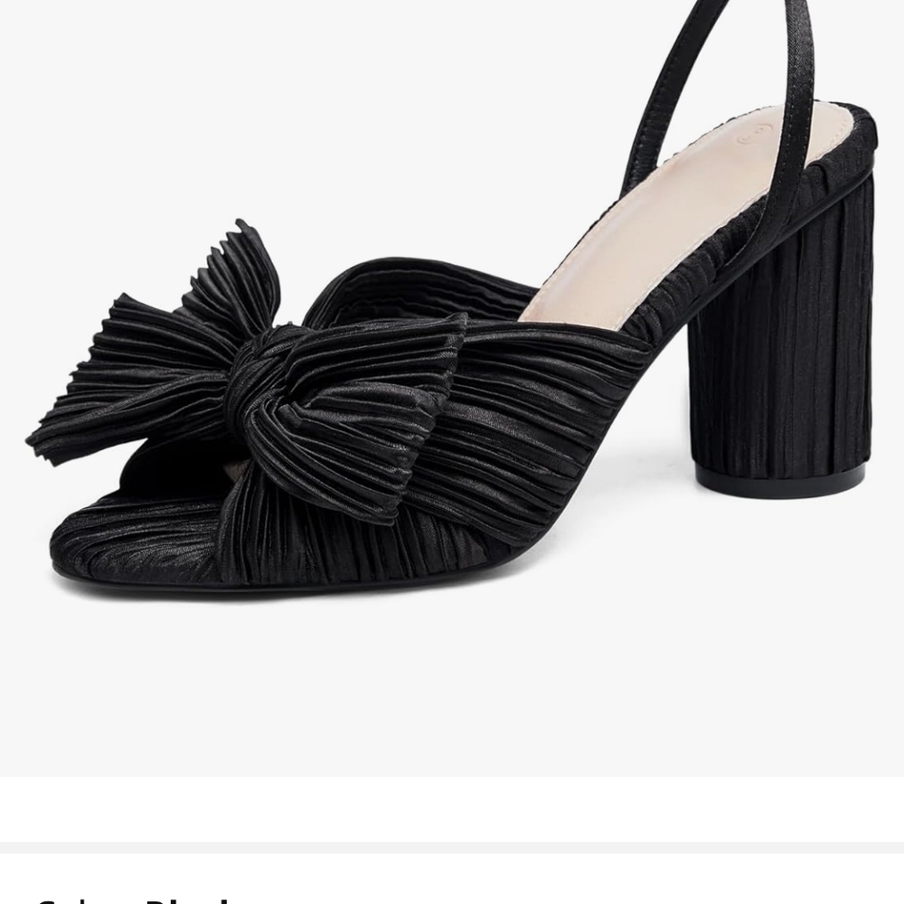 Satin Black Bow Heels 8.5